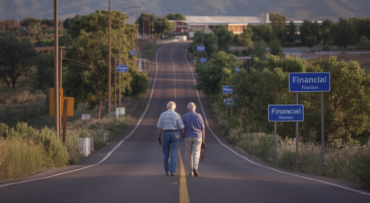 Longevity risk in investing Elderly couple navigating a financial road