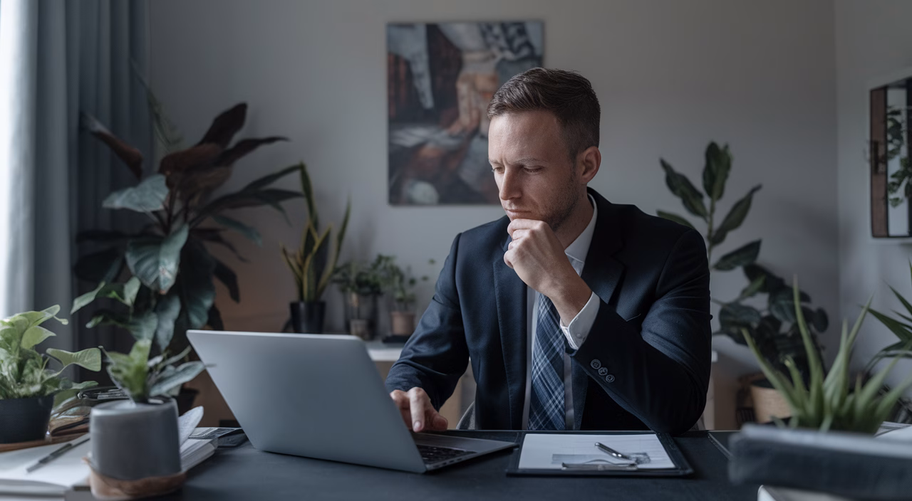 Investor reflecting on recent events Man pondering recent stock market news