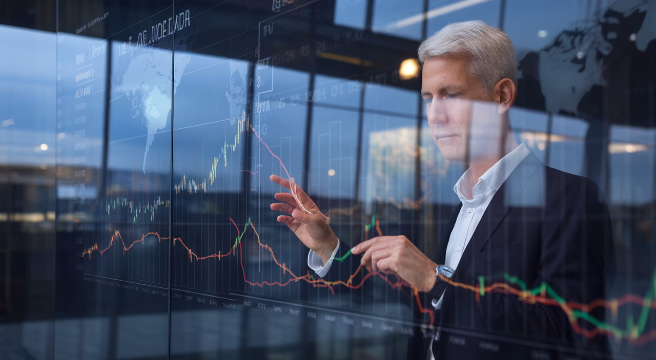 Policymaker reviews economic trends Government analysis of macroeconomic data